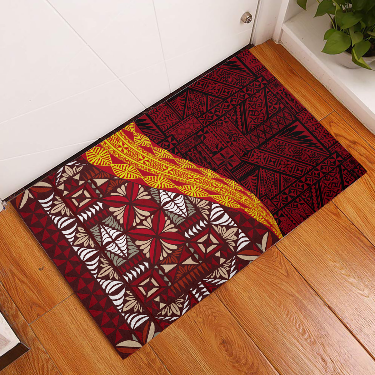 Tonga Feletoa Kupesi Fakatonga Rubber Doormat LT03 Red - Polynesian Pride