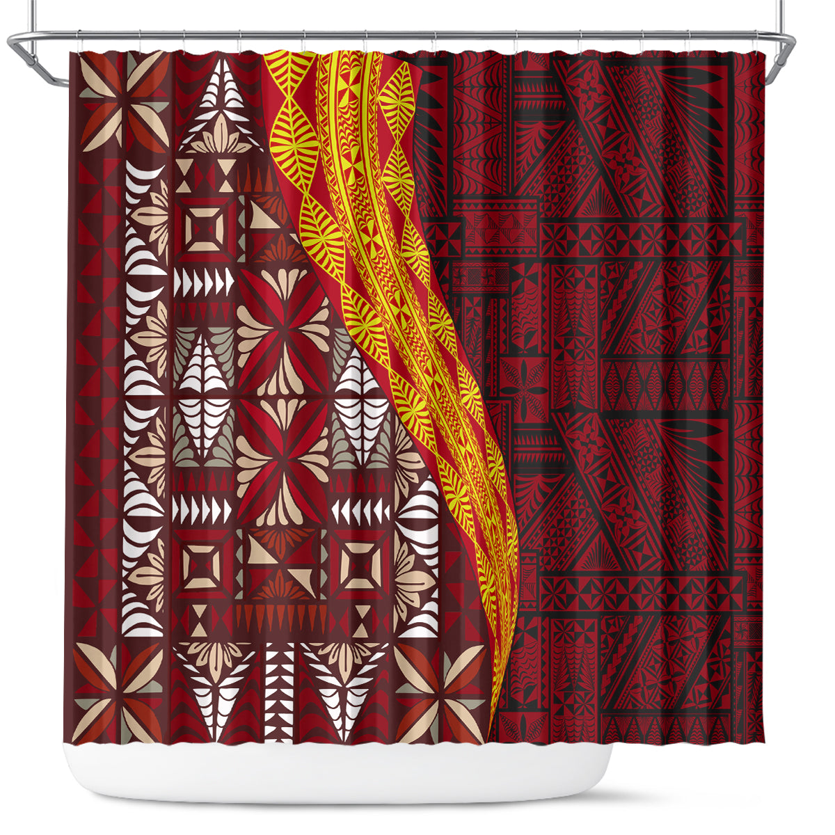 Tonga Feletoa Kupesi Fakatonga Shower Curtain LT03 Red - Polynesian Pride