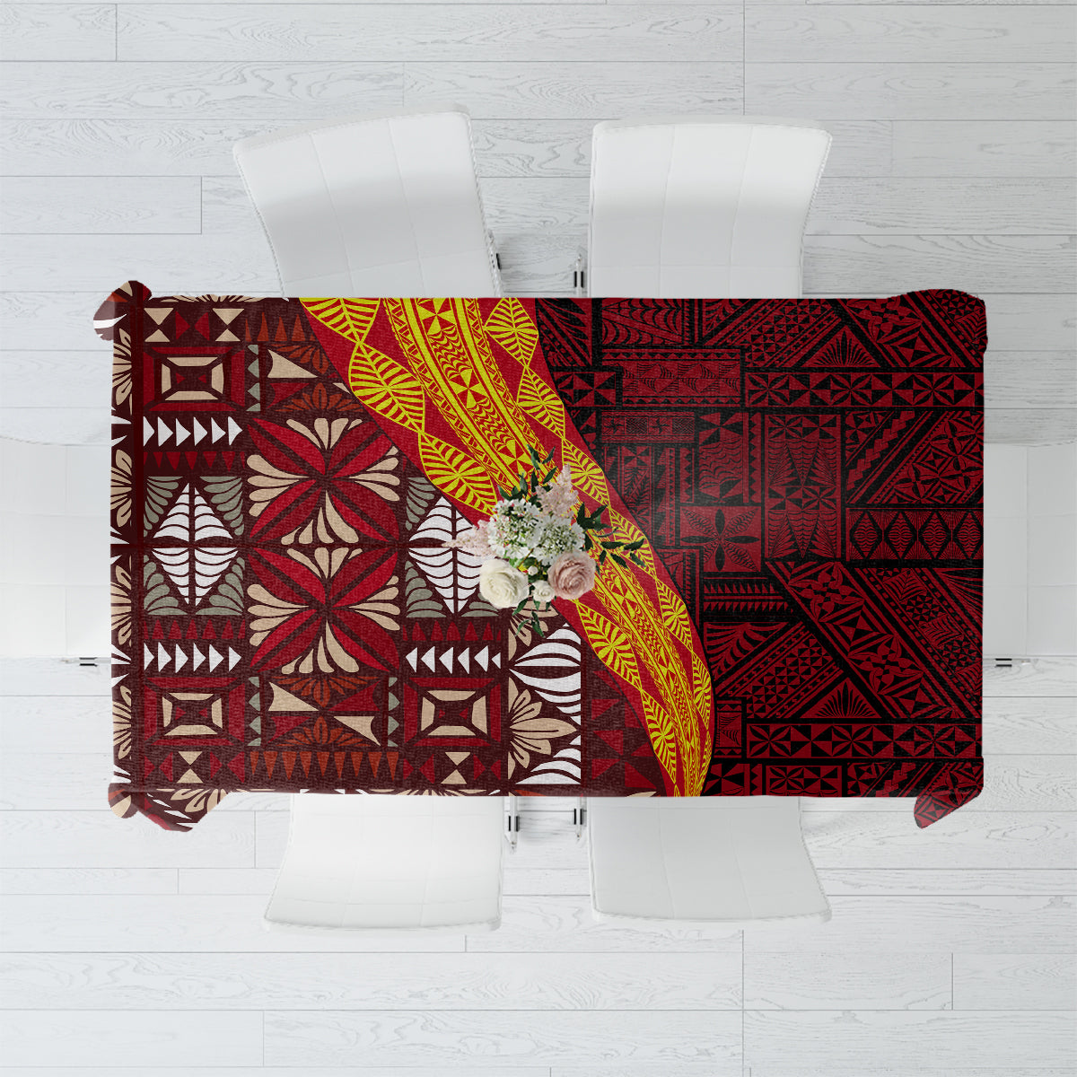 Tonga Feletoa Kupesi Fakatonga Tablecloth LT03 Red - Polynesian Pride