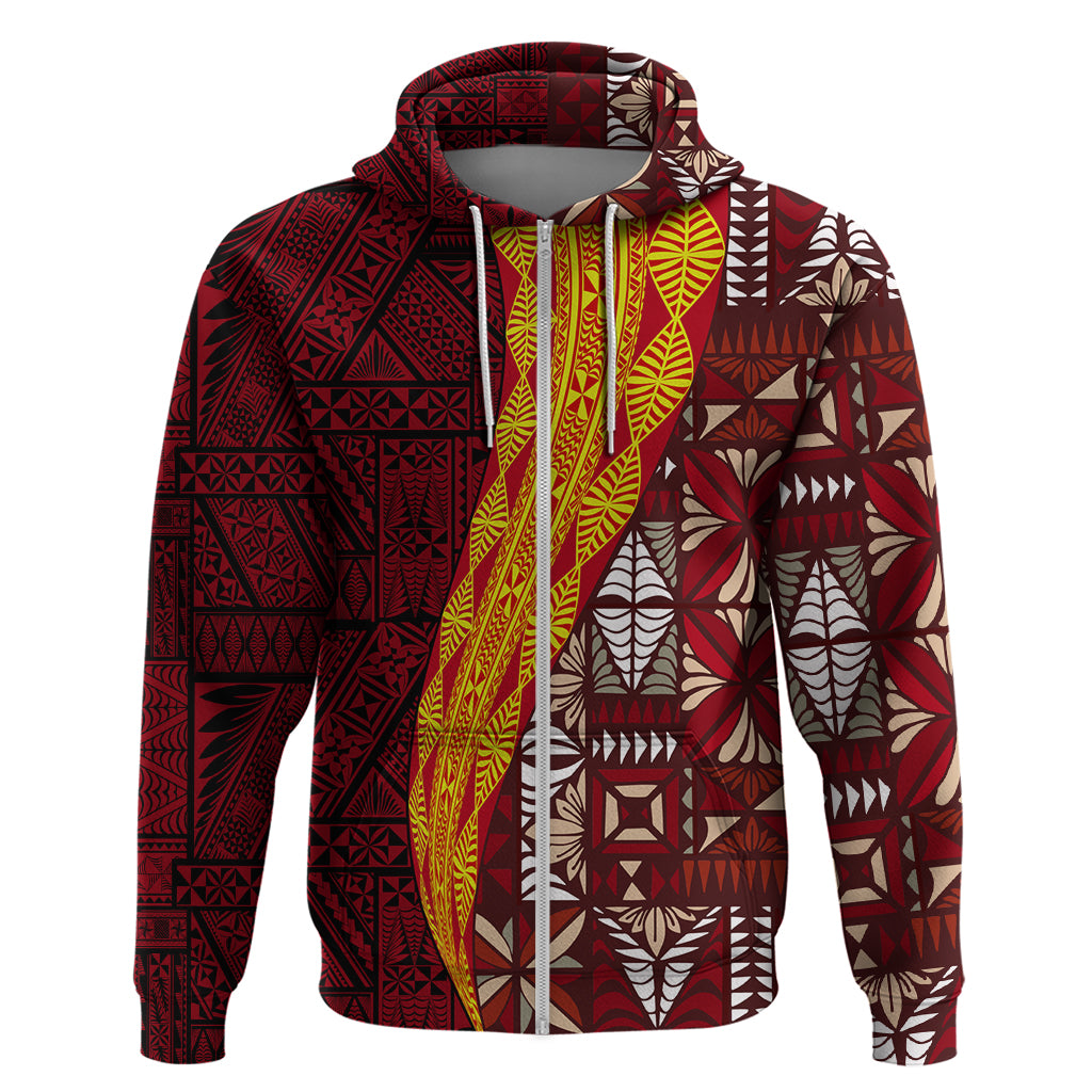 Tonga Feletoa Kupesi Fakatonga Zip Hoodie LT03 Zip Hoodie Red - Polynesian Pride