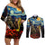 New Zealand and Australia ANZAC Day Couples Matching Off Shoulder Short Dress and Long Sleeve Button Shirt Kiwi Bird and Kangaroo Soldier Starry Night Style LT03 Black - Polynesian Pride