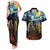 New Zealand and Australia ANZAC Day Couples Matching Tank Maxi Dress and Hawaiian Shirt Kiwi Bird and Kangaroo Soldier Starry Night Style LT03 Black - Polynesian Pride