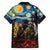 New Zealand and Australia ANZAC Day Family Matching Off Shoulder Long Sleeve Dress and Hawaiian Shirt Kiwi Bird and Kangaroo Soldier Starry Night Style LT03 - Polynesian Pride