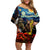 New Zealand and Australia ANZAC Day Family Matching Off Shoulder Short Dress and Hawaiian Shirt Kiwi Bird and Kangaroo Soldier Starry Night Style LT03 Mom's Dress Black - Polynesian Pride