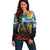 New Zealand and Australia ANZAC Day Off Shoulder Sweater Kiwi Bird and Kangaroo Soldier Starry Night Style LT03 Women Black - Polynesian Pride