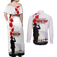 Tokelau ANZAC Day Couples Matching Off Shoulder Maxi Dress and Long Sleeve Button Shirt Lest We Forget Red Poppy Flowers and Soldier LT03 - Polynesian Pride