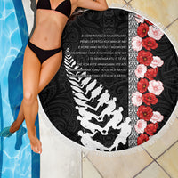 New Zealand ANZAC Day Beach Blanket Soldier Silver Fern with Red Poppies Flower Maori Style LT03 - Polynesian Pride