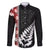 New Zealand ANZAC Day Family Matching Off Shoulder Long Sleeve Dress and Hawaiian Shirt Soldier Silver Fern with Red Poppies Flower Maori Style LT03 Dad's Shirt - Long Sleeve Black - Polynesian Pride