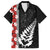 New Zealand ANZAC Day Family Matching Off Shoulder Maxi Dress and Hawaiian Shirt Soldier Silver Fern with Red Poppies Flower Maori Style LT03 Dad's Shirt - Short Sleeve Black - Polynesian Pride