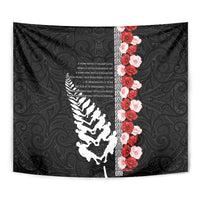 New Zealand ANZAC Day Tapestry Soldier Silver Fern with Red Poppies Flower Maori Style LT03 - Polynesian Pride