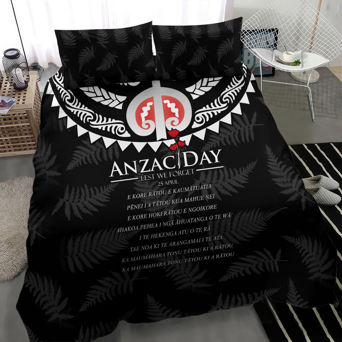 New Zealand ANZAC Day Bedding Set Lest We Forget Haka Dance Respect LT03 - Polynesian Pride