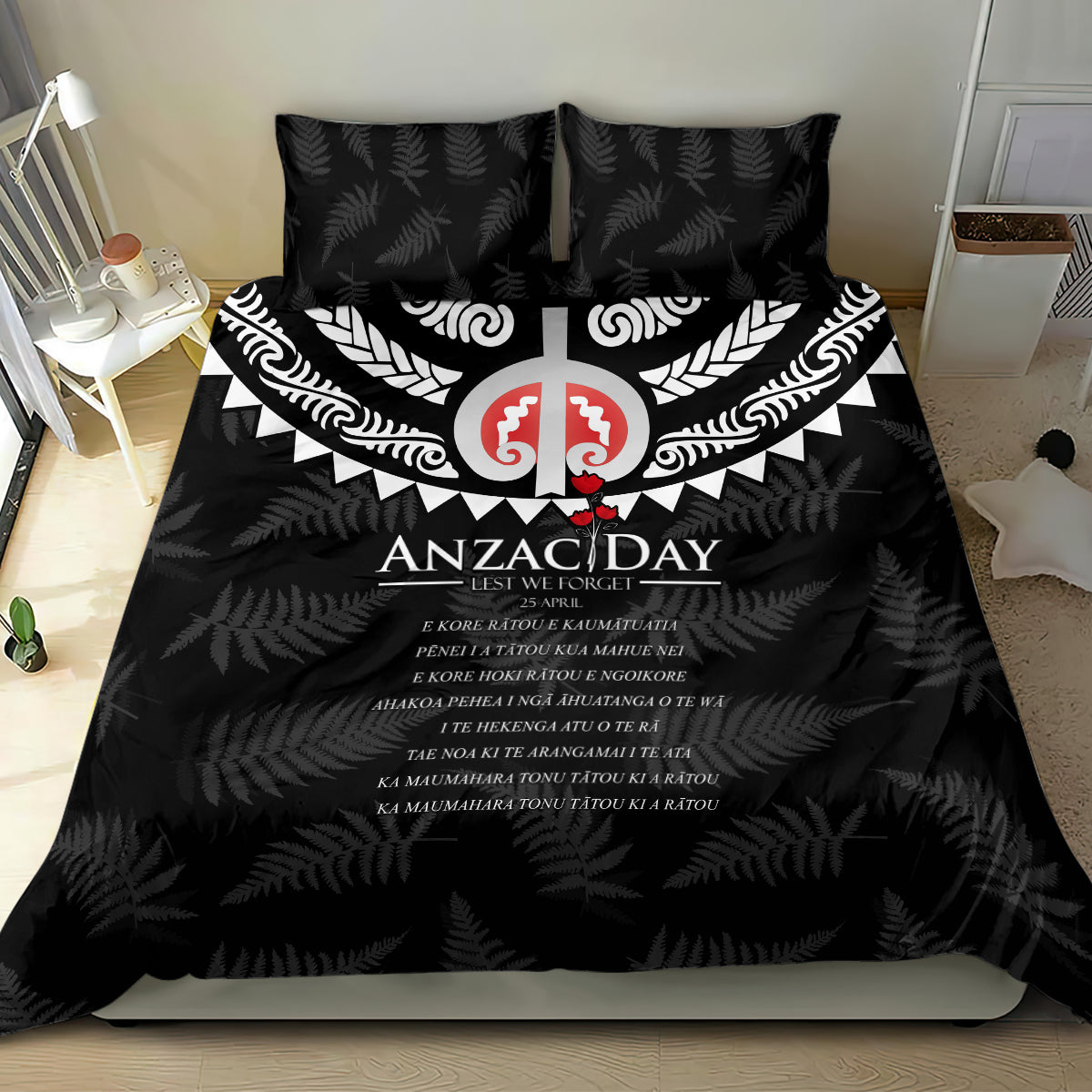 New Zealand ANZAC Day Bedding Set Lest We Forget Haka Dance Respect LT03 - Polynesian Pride
