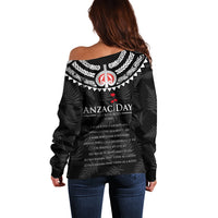 New Zealand ANZAC Day Off Shoulder Sweater Lest We Forget Haka Dance Respect LT03 - Polynesian Pride