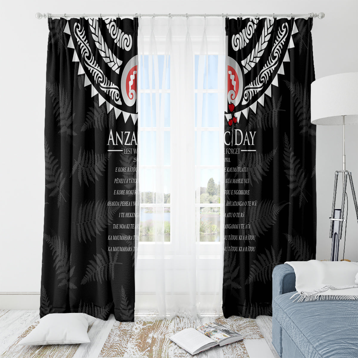 New Zealand ANZAC Day Window Curtain Lest We Forget Haka Dance Respect LT03 - Polynesian Pride