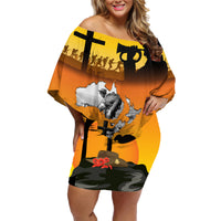 New Zealand and Australia ANZAC Day Family Matching Off Shoulder Short Dress and Hawaiian Shirt Gallipoli Lest We Forget LT03 Mom's Dress Yellow - Polynesian Pride