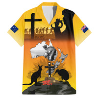 New Zealand and Australia ANZAC Day Family Matching Short Sleeve Bodycon Dress and Hawaiian Shirt Gallipoli Lest We Forget LT03 Dad's Shirt - Short Sleeve Yellow - Polynesian Pride