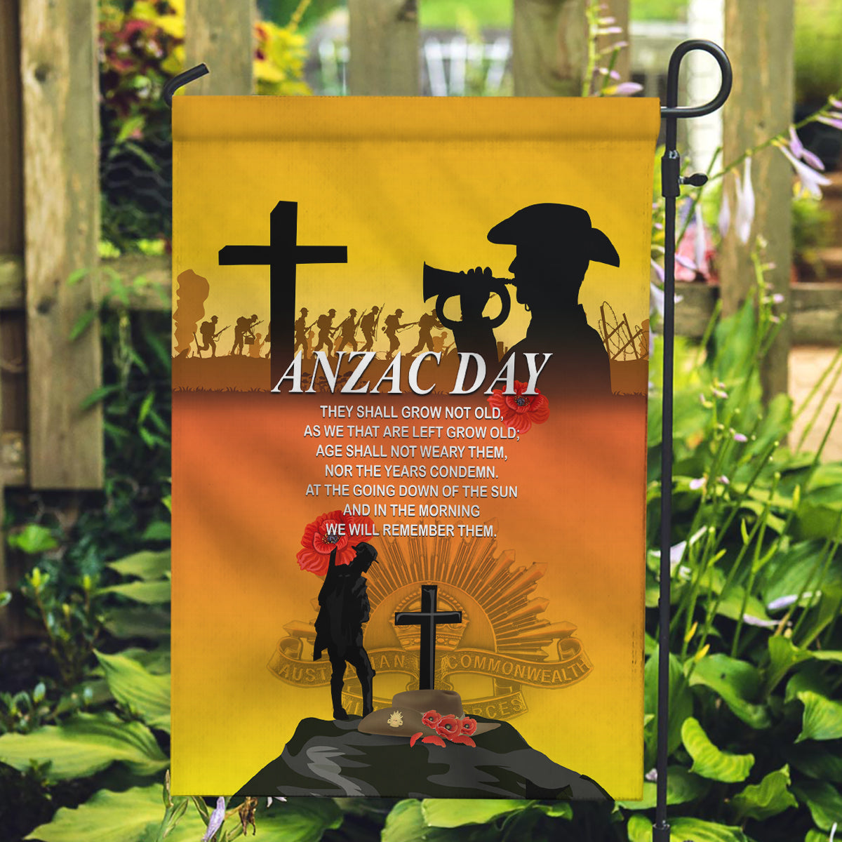 New Zealand and Australia ANZAC Day Garden Flag Gallipoli Lest We Forget LT03 Garden Flag Yellow - Polynesian Pride