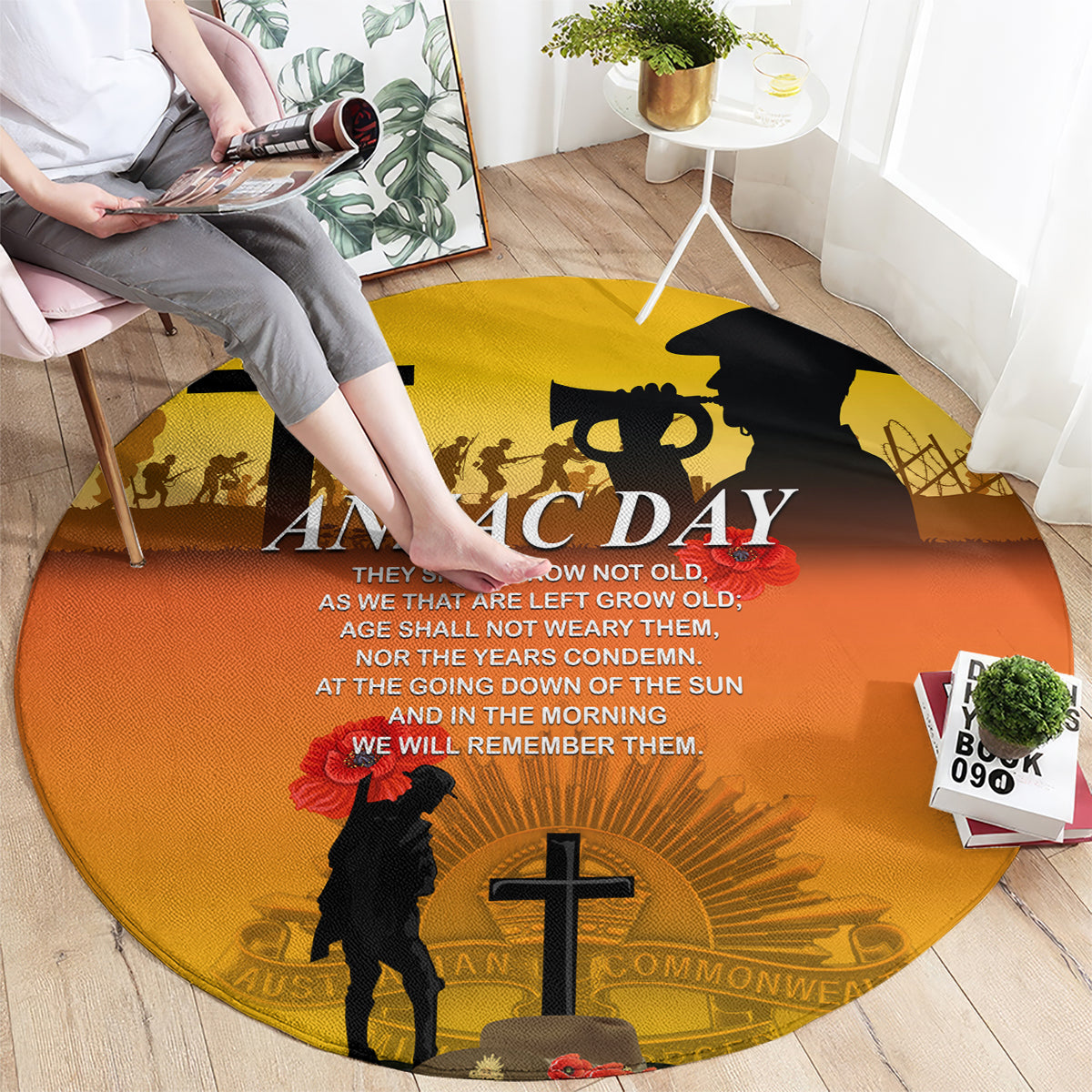 New Zealand and Australia ANZAC Day Round Carpet Gallipoli Lest We Forget LT03 - Polynesian Pride