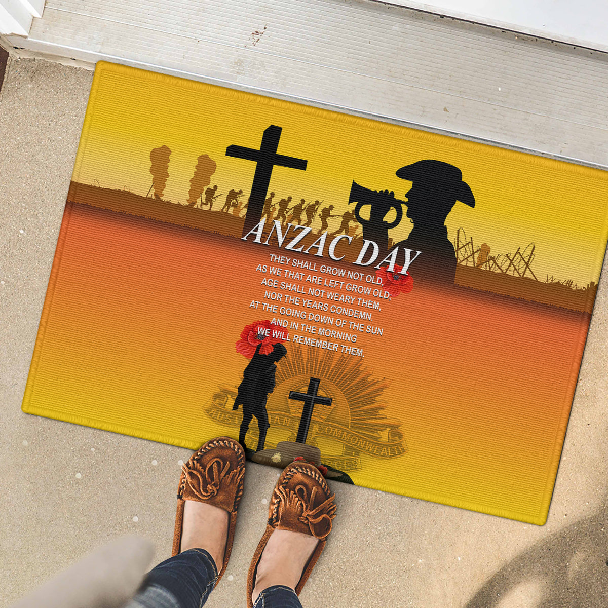 New Zealand and Australia ANZAC Day Rubber Doormat Gallipoli Lest We Forget LT03 - Polynesian Pride