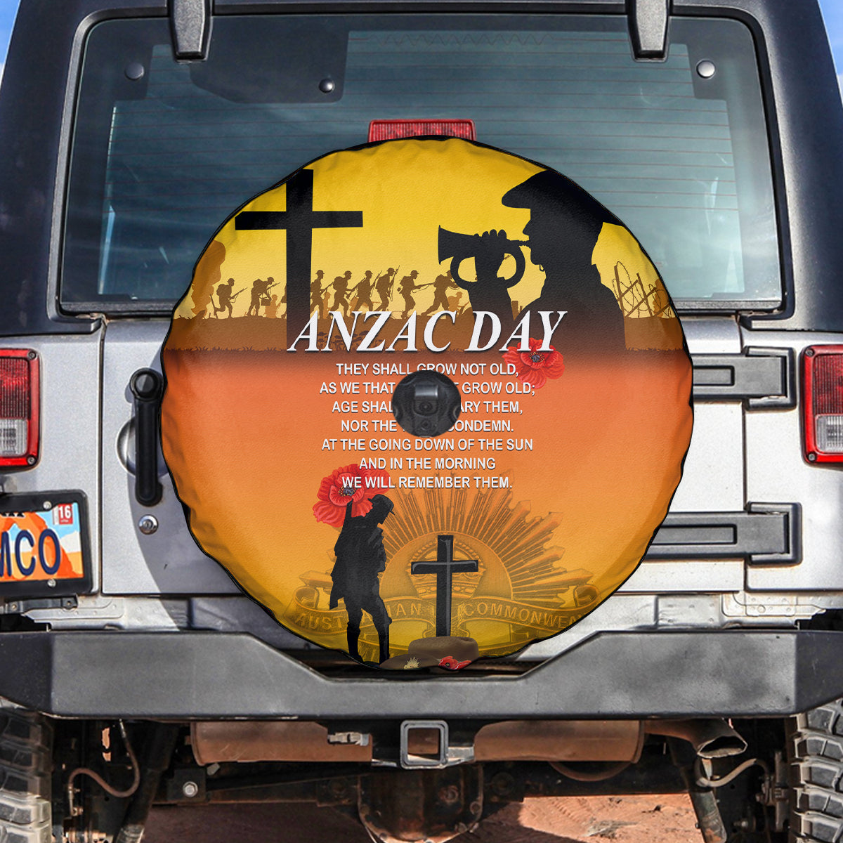 New Zealand and Australia ANZAC Day Spare Tire Cover Gallipoli Lest We Forget LT03 Yellow - Polynesian Pride