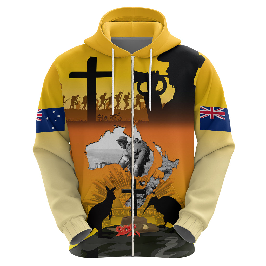 New Zealand and Australia ANZAC Day Zip Hoodie Gallipoli Lest We Forget LT03 - Polynesian Pride