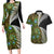 New Zealand Couples Matching Long Sleeve Bodycon Dress and Hawaiian Shirt Koru Abstract Art and Silver Fern Maori Pattern LT03 Green - Polynesian Pride