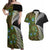 New Zealand Couples Matching Off Shoulder Maxi Dress and Hawaiian Shirt Koru Abstract Art and Silver Fern Maori Pattern LT03 Green - Polynesian Pride