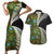 New Zealand Couples Matching Short Sleeve Bodycon Dress and Hawaiian Shirt Koru Abstract Art and Silver Fern Maori Pattern LT03 Green - Polynesian Pride