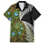 New Zealand Family Matching Off Shoulder Short Dress and Hawaiian Shirt Koru Abstract Art and Silver Fern Maori Pattern LT03 Dad's Shirt - Short Sleeve Green - Polynesian Pride