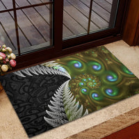 New Zealand Rubber Doormat Koru Abstract Art and Silver Fern Maori Pattern LT03 - Polynesian Pride