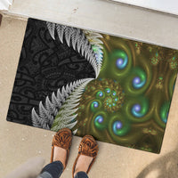 New Zealand Rubber Doormat Koru Abstract Art and Silver Fern Maori Pattern LT03 - Polynesian Pride
