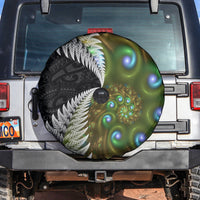 New Zealand Spare Tire Cover Koru Abstract Art and Silver Fern Maori Pattern LT03 Green - Polynesian Pride