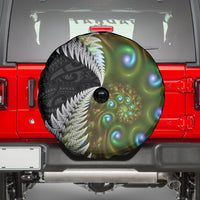 New Zealand Spare Tire Cover Koru Abstract Art and Silver Fern Maori Pattern LT03 - Polynesian Pride