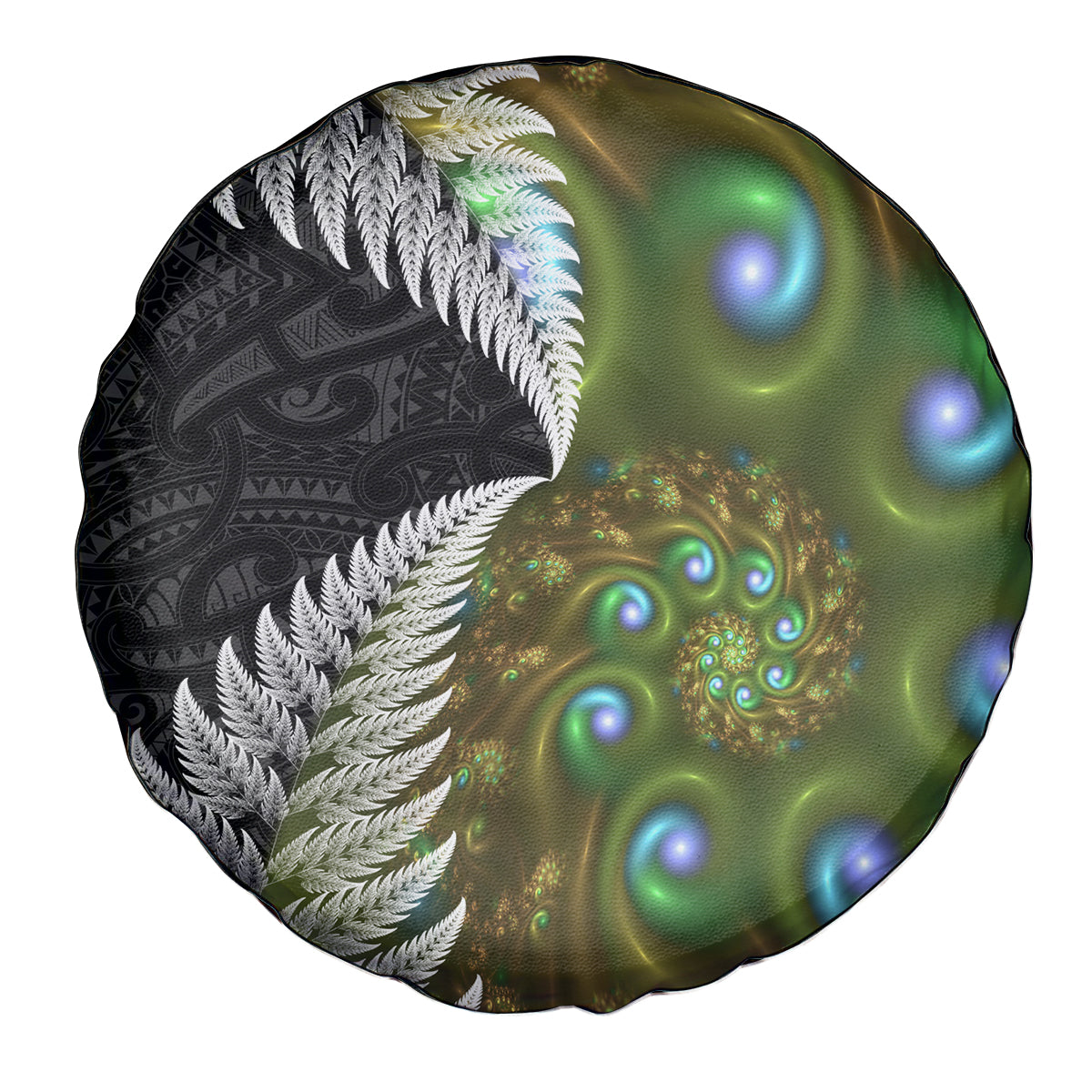 New Zealand Spare Tire Cover Koru Abstract Art and Silver Fern Maori Pattern LT03 - Polynesian Pride