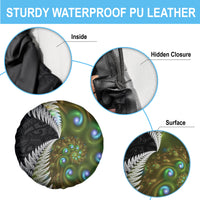 New Zealand Spare Tire Cover Koru Abstract Art and Silver Fern Maori Pattern LT03 - Polynesian Pride