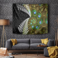 New Zealand Tapestry Koru Abstract Art and Silver Fern Maori Pattern LT03 - Polynesian Pride