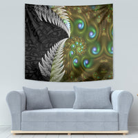 New Zealand Tapestry Koru Abstract Art and Silver Fern Maori Pattern LT03 - Polynesian Pride