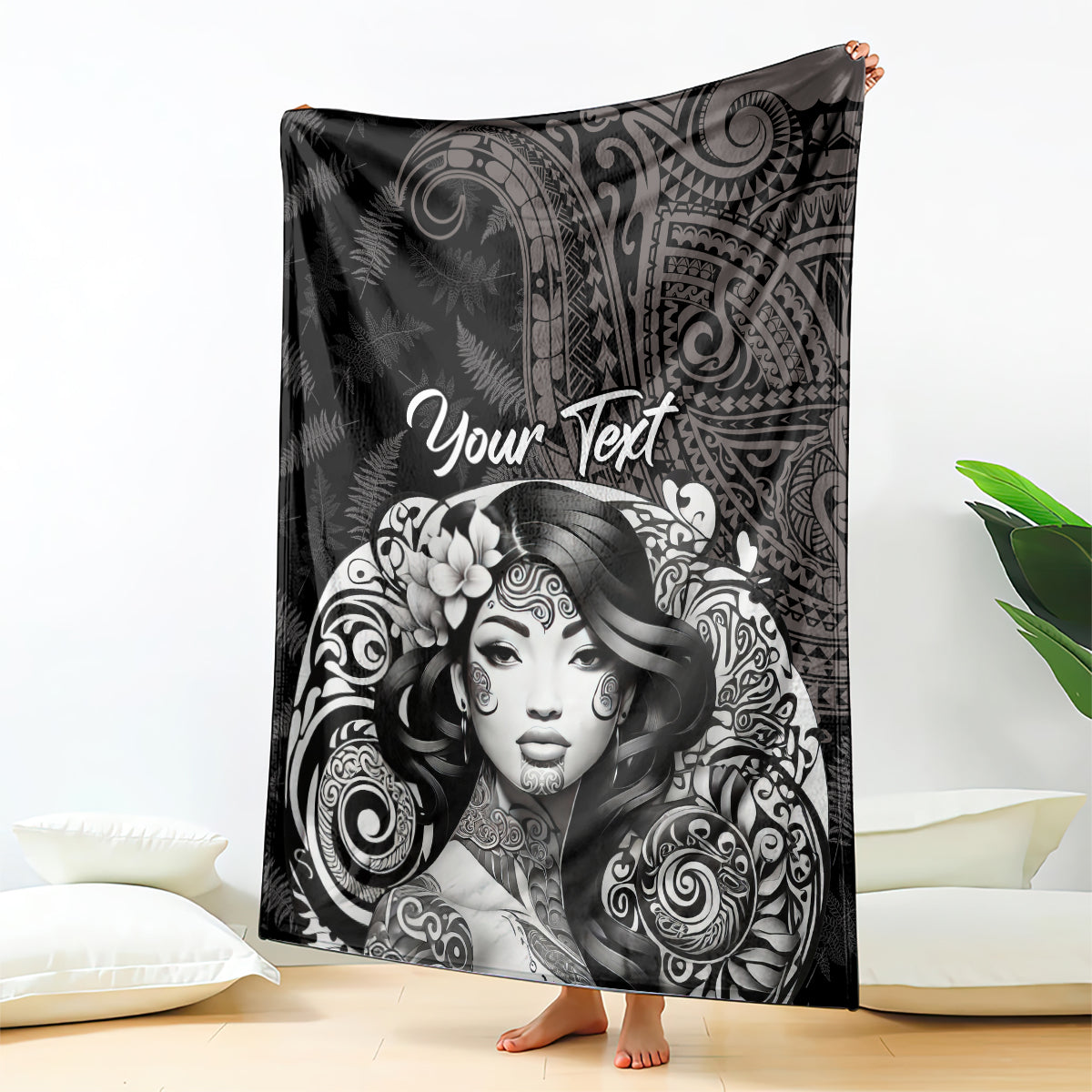 Custom New Zealand Women's Day Blanket Maori Tribal Girl and Silver Fern Pattern LT03 - Polynesian Pride