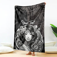 Custom New Zealand Women's Day Blanket Maori Tribal Girl and Silver Fern Pattern LT03 - Polynesian Pride