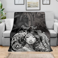 Custom New Zealand Women's Day Blanket Maori Tribal Girl and Silver Fern Pattern LT03 - Polynesian Pride