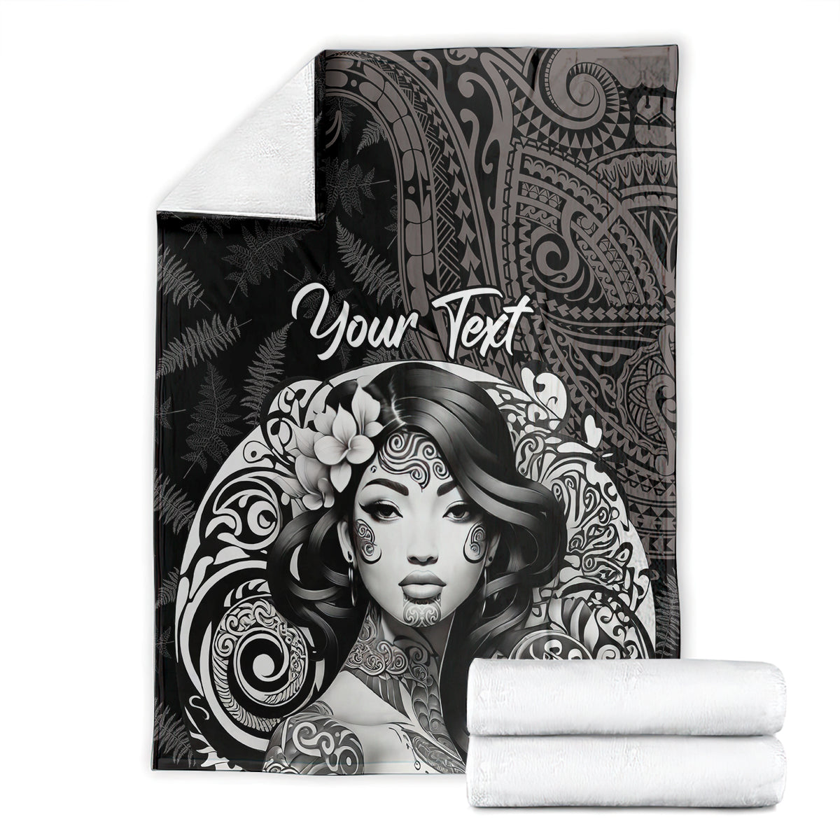 Custom New Zealand Women's Day Blanket Maori Tribal Girl and Silver Fern Pattern LT03 - Polynesian Pride