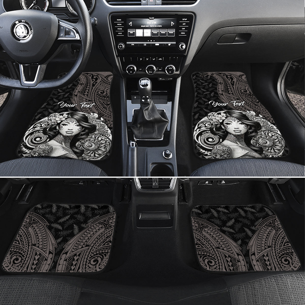 Custom New Zealand Women's Day Car Mats Maori Tribal Girl and Silver Fern Pattern LT03 Set 4pcs Black - Polynesian Pride