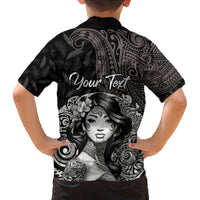 Custom New Zealand Women's Day Family Matching Off Shoulder Short Dress and Hawaiian Shirt Maori Tribal Girl and Silver Fern Pattern LT03 - Polynesian Pride
