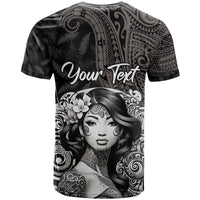 Custom New Zealand Women's Day T Shirt Maori Tribal Girl and Silver Fern Pattern LT03 - Polynesian Pride