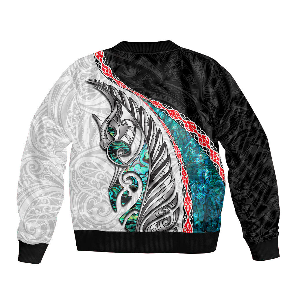 New Zealand Bomber Jacket Manaia Fern and Koru Maori Pattern LT03 - Polynesian Pride