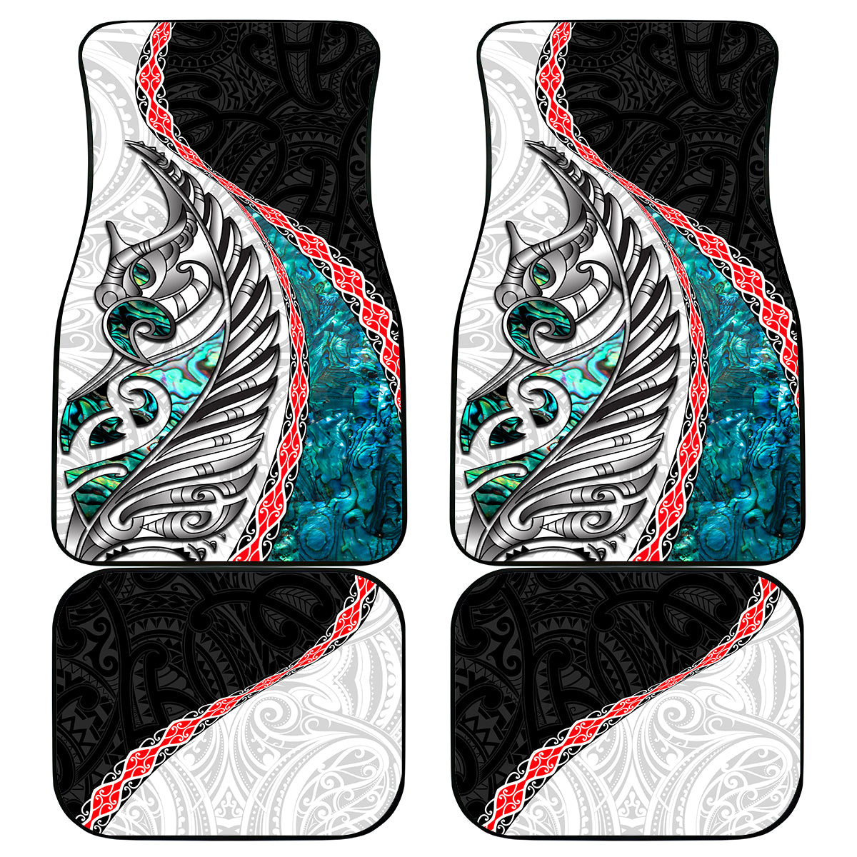 New Zealand Car Mats Manaia Fern and Koru Maori Pattern LT03 - Polynesian Pride