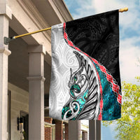 New Zealand Garden Flag Manaia Fern and Koru Maori Pattern LT03 House Flag Black - Polynesian Pride