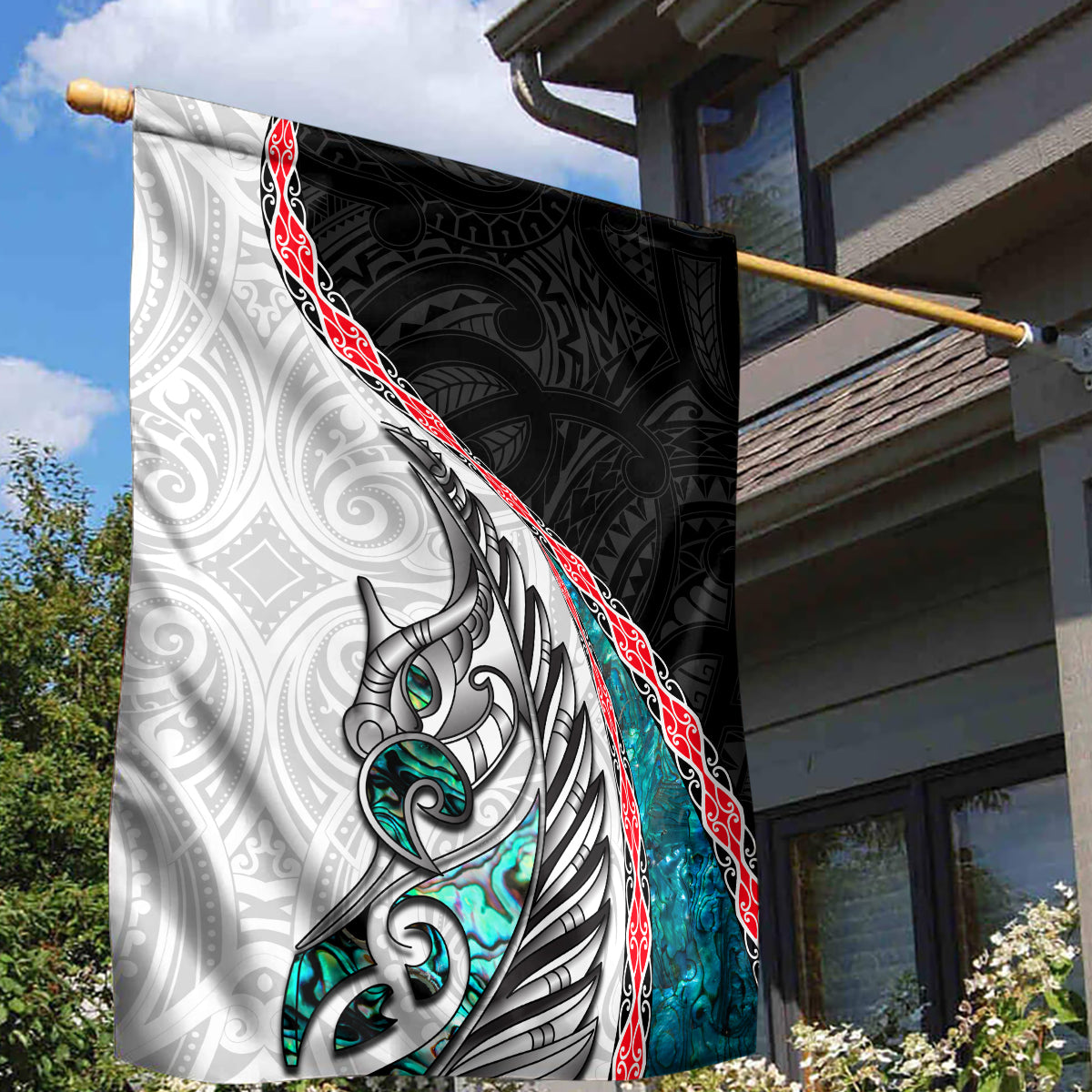 New Zealand Garden Flag Manaia Fern and Koru Maori Pattern LT03 - Polynesian Pride