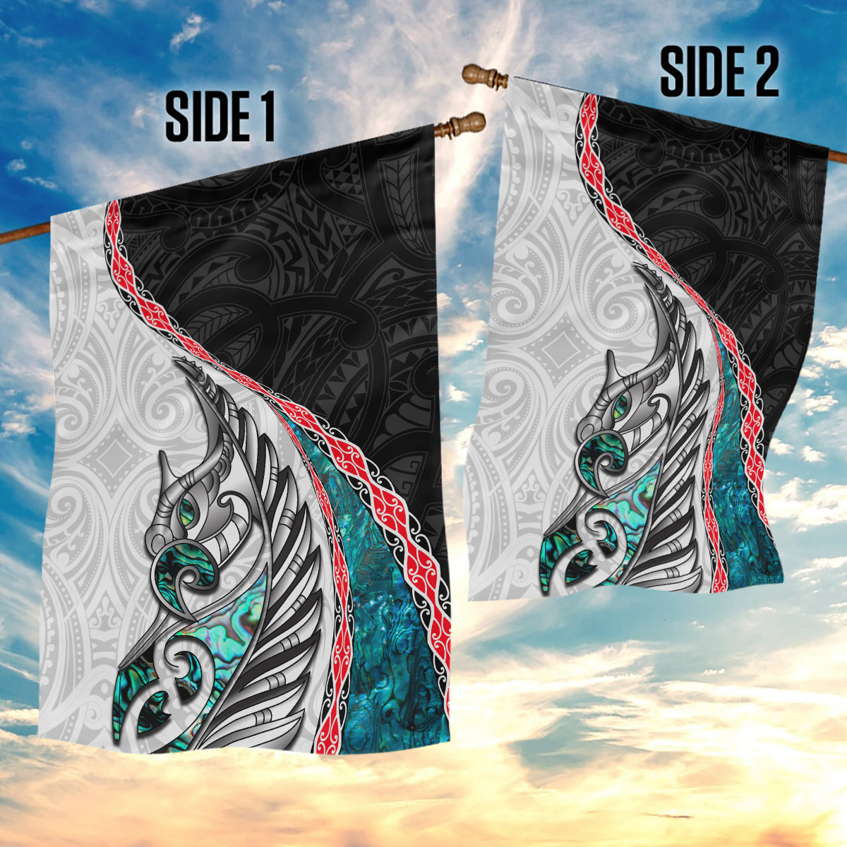 New Zealand Garden Flag Manaia Fern and Koru Maori Pattern LT03 - Polynesian Pride