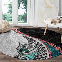 New Zealand Round Carpet Manaia Fern and Koru Maori Pattern